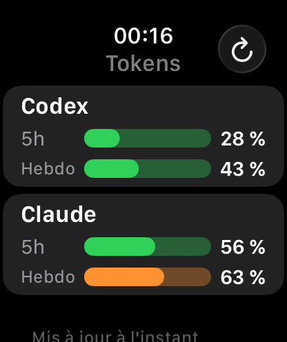 Tokens sur Apple Watch : les quotas au poignet
